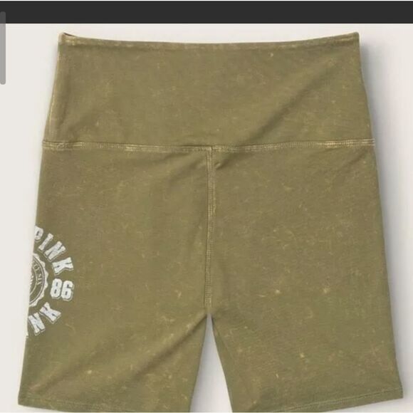 Victoria’s Secret Pink Women's Logo High Waisted Bike Shorts Green - Picture 3 of 4